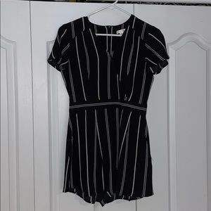 Black-white striped romper
